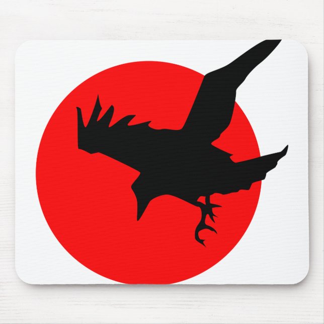 Crow Flying Silhouette Raven Flight Wing Sun Mouse Pad (Front)
