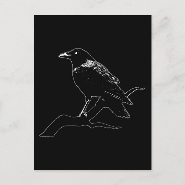 Crow (for dark backgrounds) postcard (Front)