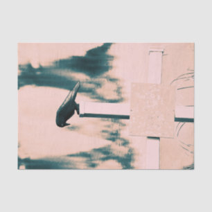 Crow Gothic Beige Green Art Decoupage Tissue Paper