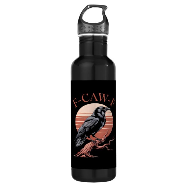Crow Gothic Funny F-Caw-F Humour Classic Style 710 Ml Water Bottle (Front)