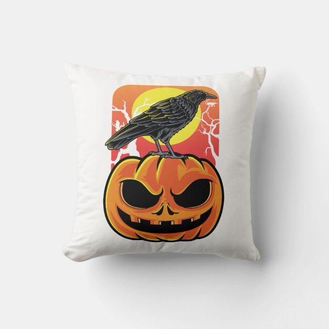 Crow Halloween Bird Watcher Gift Cushion (Front)