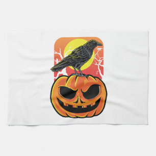 Crow Halloween Bird Watcher Gift Tea Towel