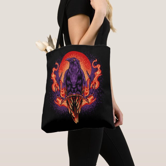 Crow Halloween Tote Bag  (Close Up)
