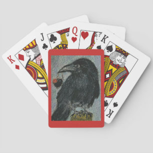 Crow Heart Necklace watercolour playing cardsome Cards