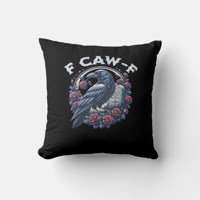 Crow Humorous F-Caw-F Graphic For Men Women Retro  Cushion (Front)