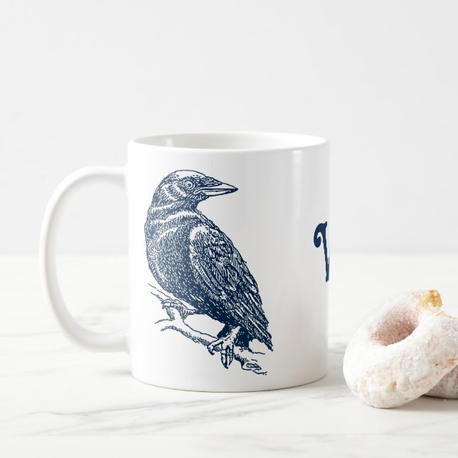 Crow Illustration Mug (With Donut)