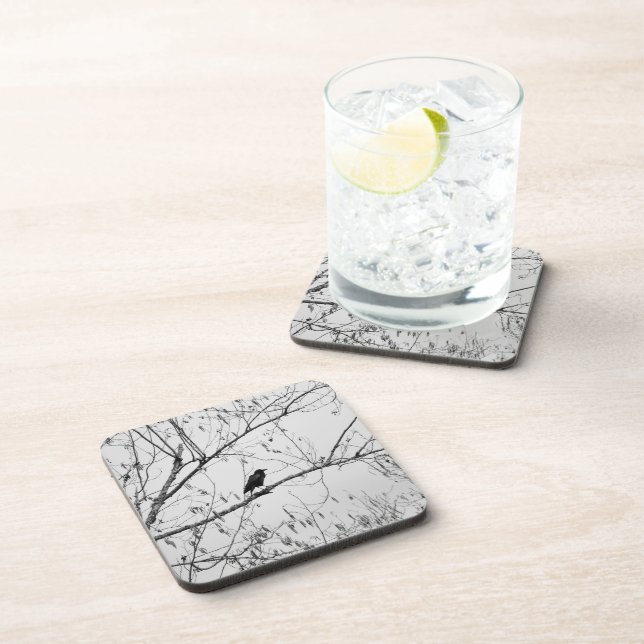 Crow in a Birch Tree Coaster (Right Side)