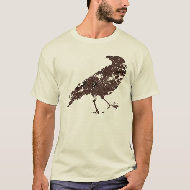 Crow in Brown on Organic Shirt (Front)