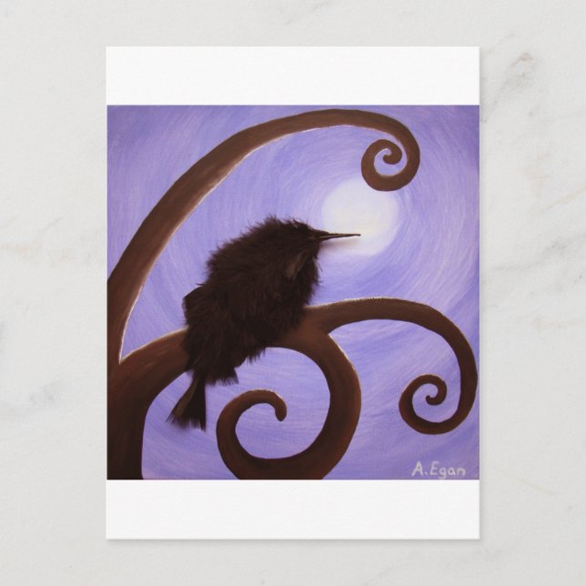 Crow in moonlight postcard (Front)