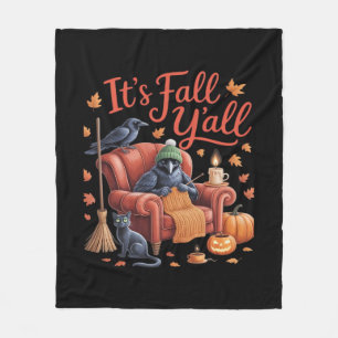 Crow It’s Fall Y’all Pumpkins Fall Autumn Hallowee Fleece Blanket