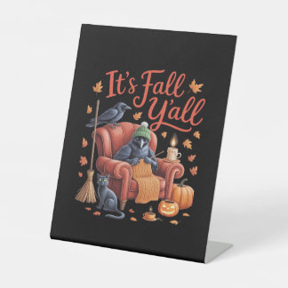 Crow It’s Fall Y’all Pumpkins Fall Autumn Hallowee Pedestal Sign
