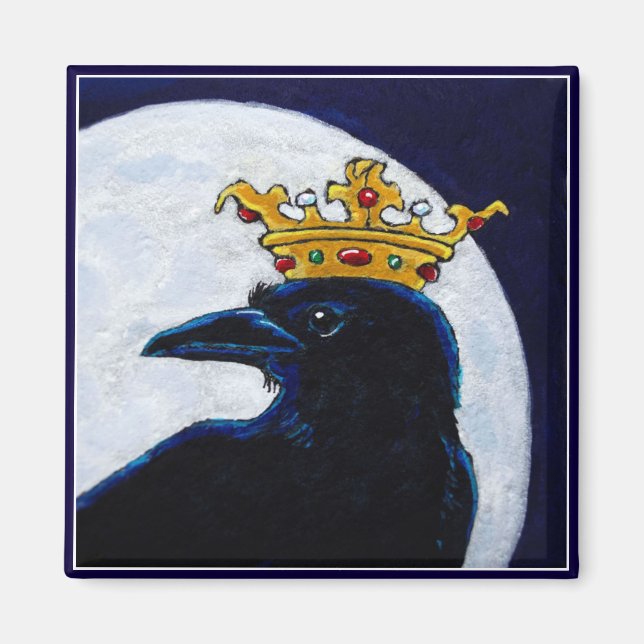 Crow King Crown Moon magnet (Front)