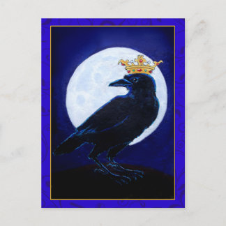 Crow King or Queen with Moon and crown postcard