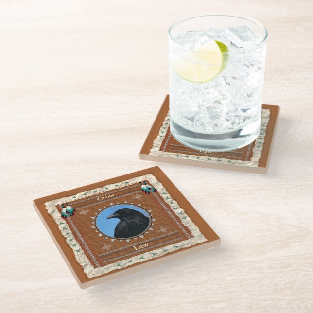 Crow - Law Glass Coaster (Angled)