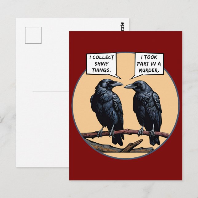 Crow Murder Funny Comic Postcard (Front/Back)