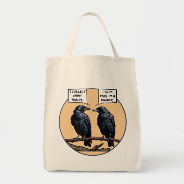 Crow Murder Funny Comic Tote Bag (Front)