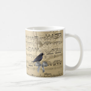 Crow on a music sheet coffee mug