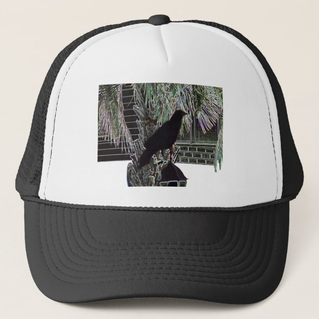 Crow on Lantern Trucker Hat (Front)