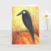 Crow on Pumpkin Card