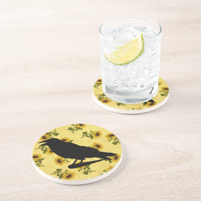 Crow on Sunflowers Coaster (Side)