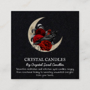 Crow On The Moon Spell Candle Square Business Card