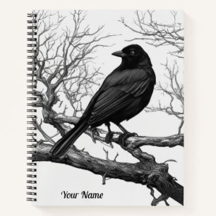 Crow Perched on Bare Winter Branches Journal
