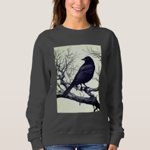 Crow Perched on Bare Winter Branches Sweatshirt
