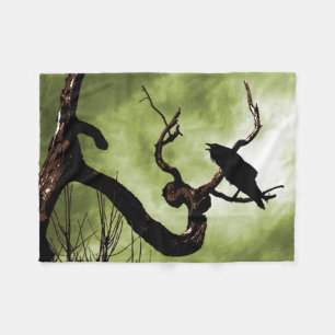 Crow Perching On A Branch Fleece Blanket
