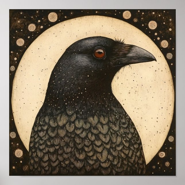 Crow Portrait Abstract Painting Poster (Front)