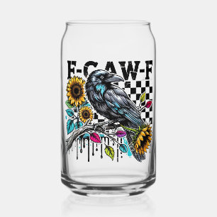 Crow Raven F-CAW-F Funny Halloween Can Glass