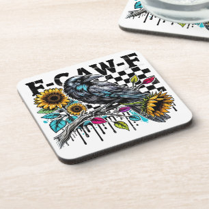Crow Raven F-CAW-F Funny Halloween Coaster