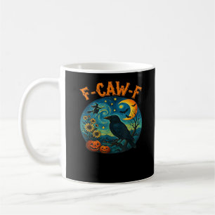 Crow Raven F-Caw-F Funny Halloween Gothic Checkere Coffee Mug