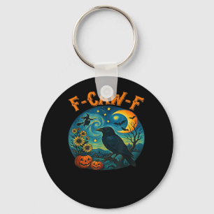Crow Raven F-Caw-F Funny Halloween Gothic Checkere Key Ring
