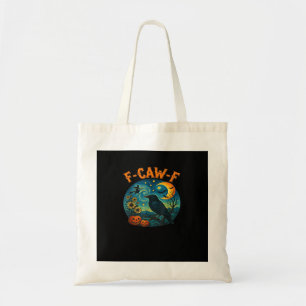Crow Raven F-Caw-F Funny Halloween Gothic Checkere Tote Bag