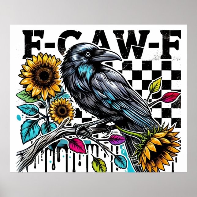 Crow Raven F-CAW-F Funny Halloween Poster (Front)