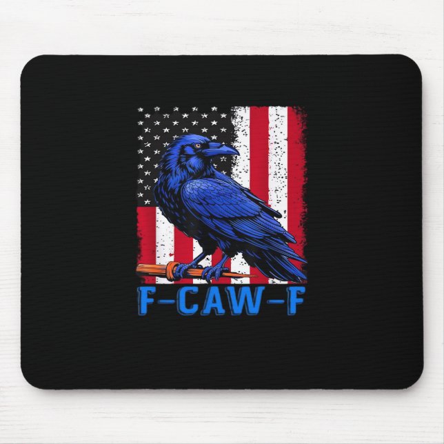 Crow Raven Funny F-Caw-F Minimal Clean Mouse Pad (Front)