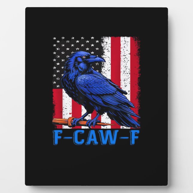 Crow Raven Funny F-Caw-F Minimal Clean Plaque (Front)