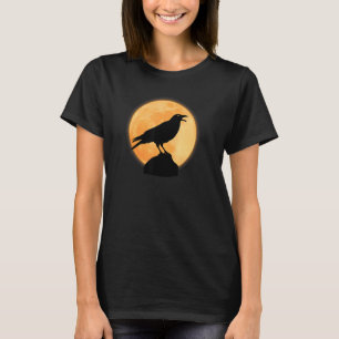 Crow Raven In Front Of Moon Mysterious Raven Bird T-Shirt