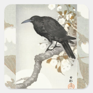 Crow Raven Koson Japanese Bird Crow Square Sticker