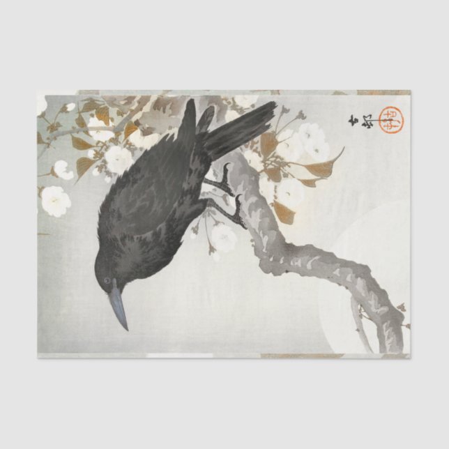 Crow Raven Koson Japanese Bird Tissue Paper (Front)