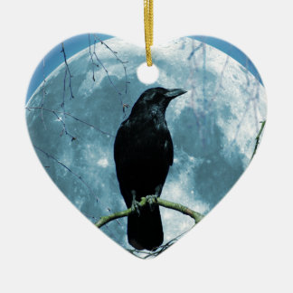Crow Raven Moon Night Gothic Fantasy Stunning Ceramic Tree Decoration