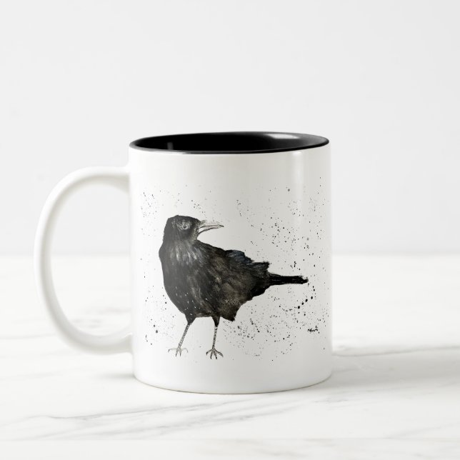Crow raven Two-Tone coffee mug (Left)