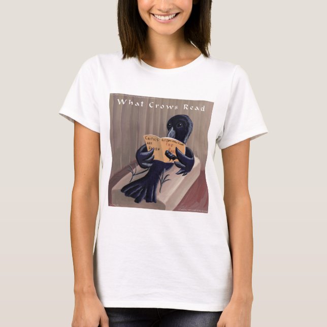 Crow Reading The Raven Funny T-Shirt (Front)
