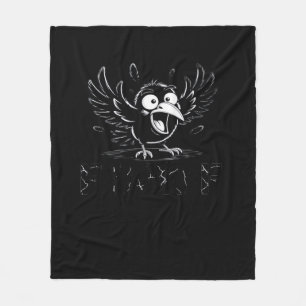 Crow, Retro F-Caw-F Bird Crow Funny Crow Bird Cawi Fleece Blanket