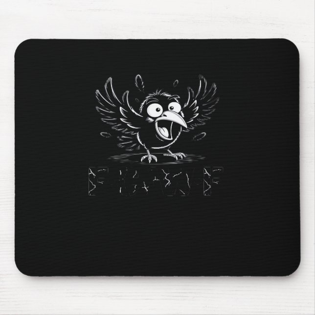 Crow, Retro F-Caw-F Bird Crow Funny Crow Bird Cawi Mouse Pad (Front)