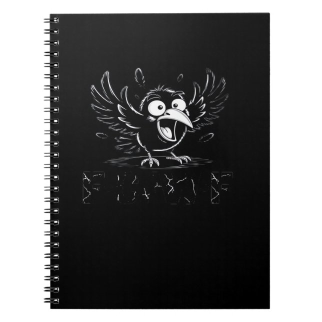 Crow, Retro F-Caw-F Bird Crow Funny Crow Bird Cawi Notebook (Front)