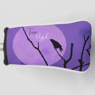 Crow Silhouette Lavender Purple Moon  Golf Head Cover