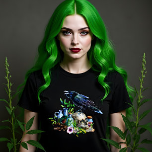 Crow, skull and herbs  T-Shirt