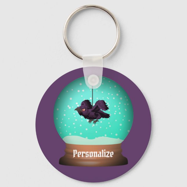 Crow snow globe keychain (Front)