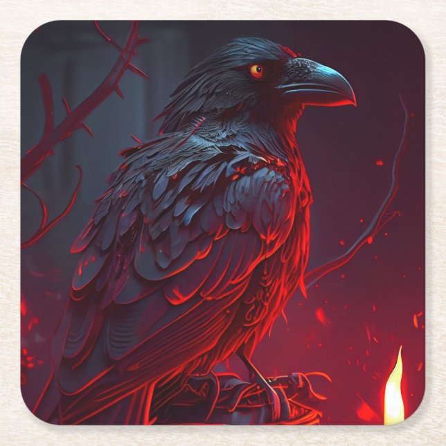 Crow Square Paper Coaster (Front)